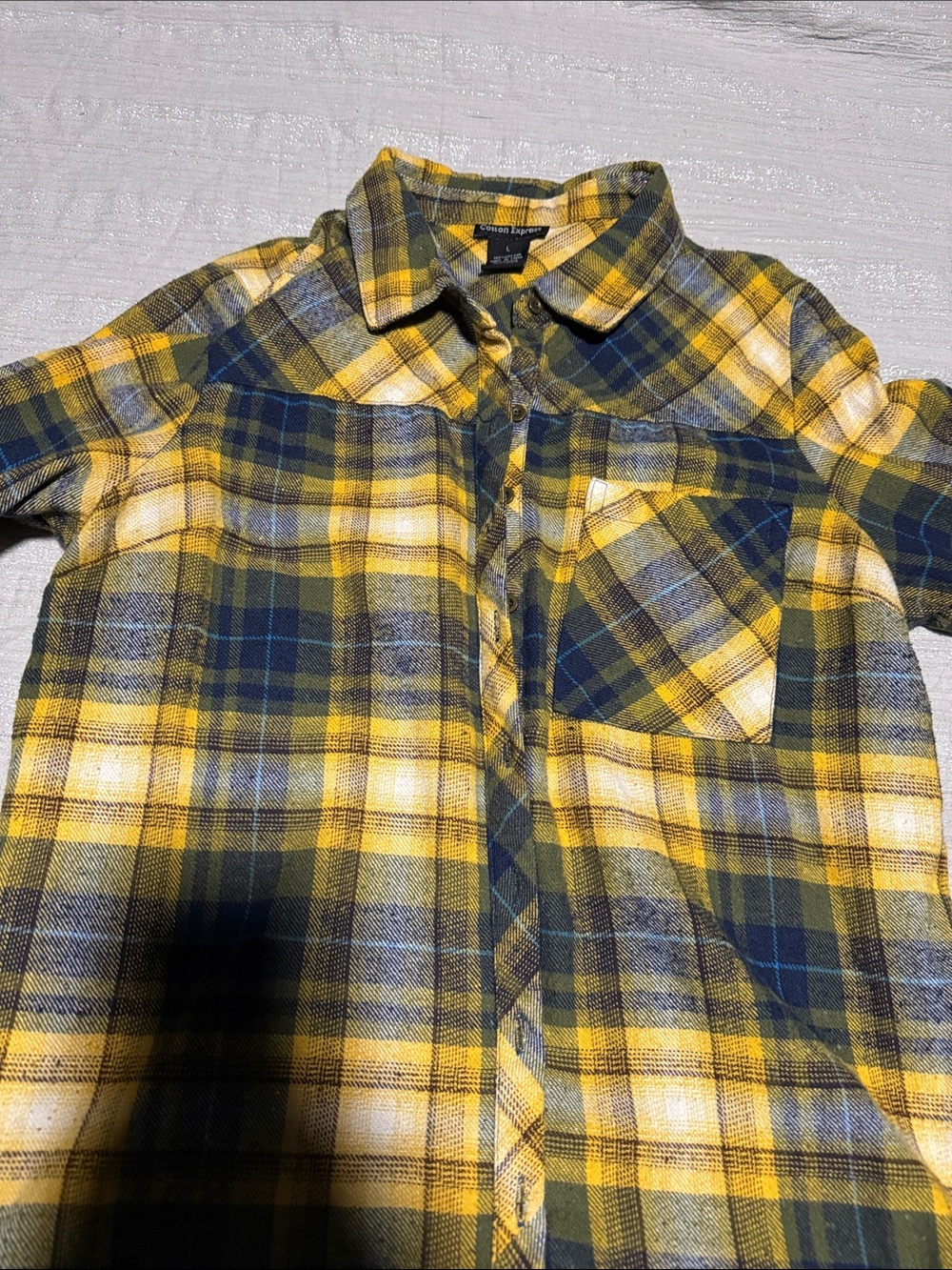 Yellow & Navy Plaid Button-Up Shirt